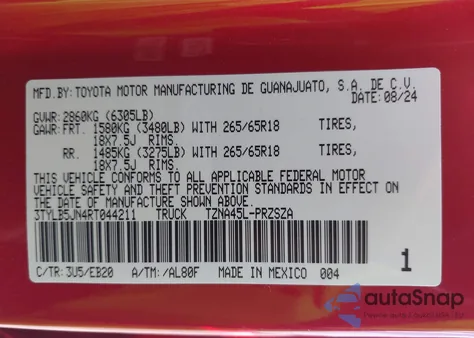 2024 Toyota Tacoma 4Wd Limited из США, поврежденный, VIN 3TYLB5JN4RT044211